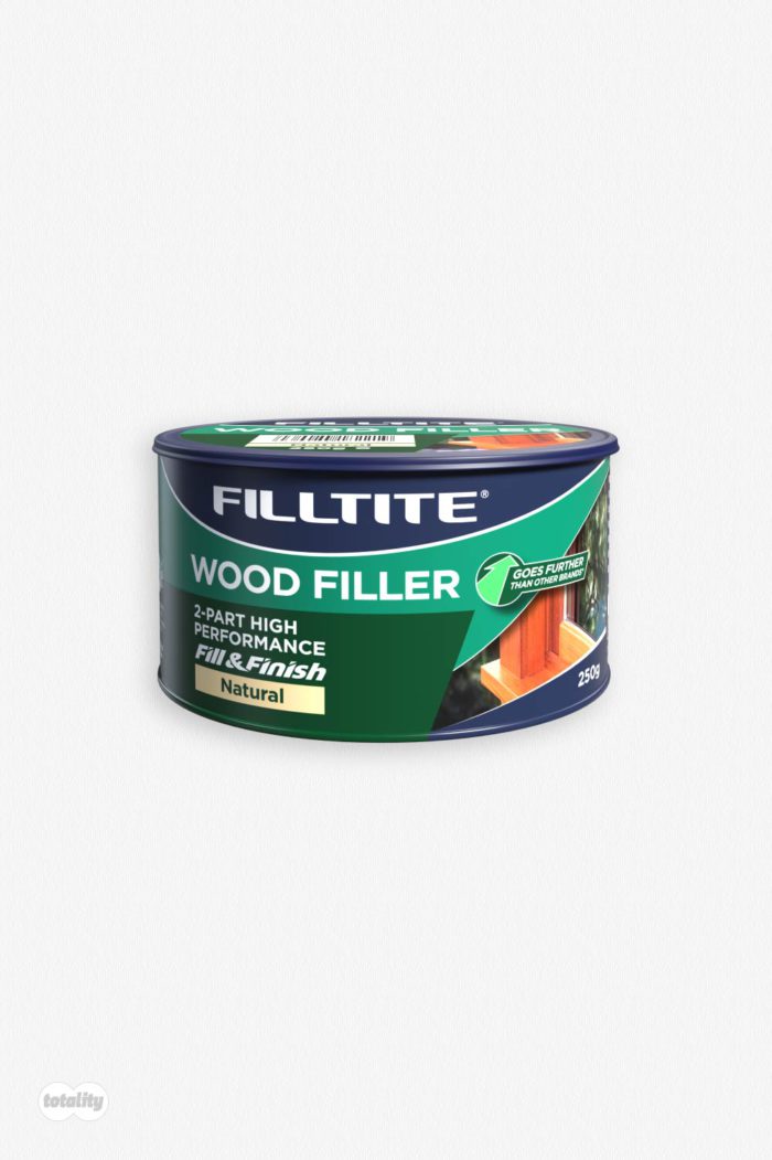 Front of Filltite 2-part natural wood filler 250g tin