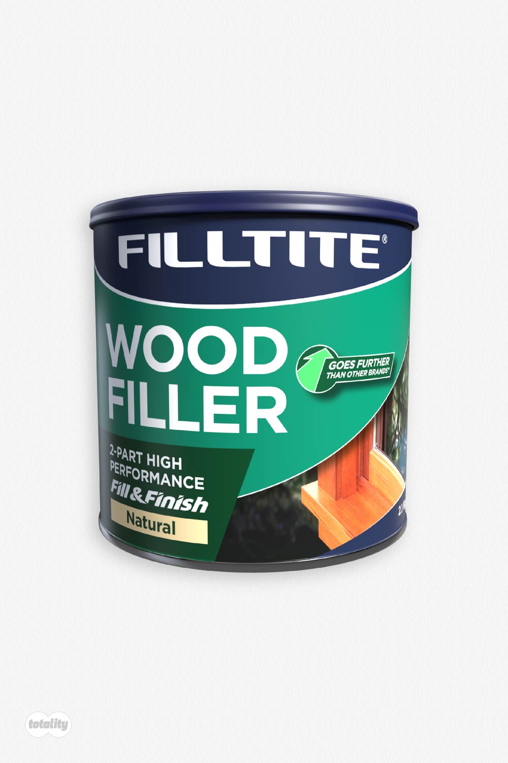 Front of Filltite 2-part natural wood filler 2.1kg tin