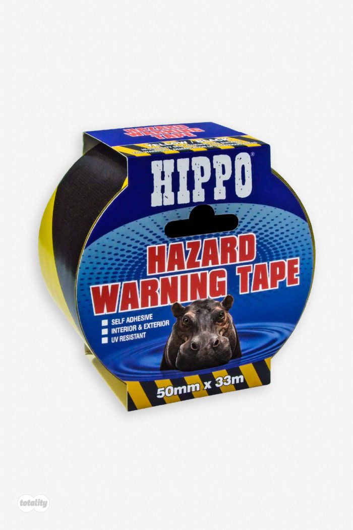 Front Left of Hippo Hazard Warning Tape 50mm x 33m in Yellow and Black