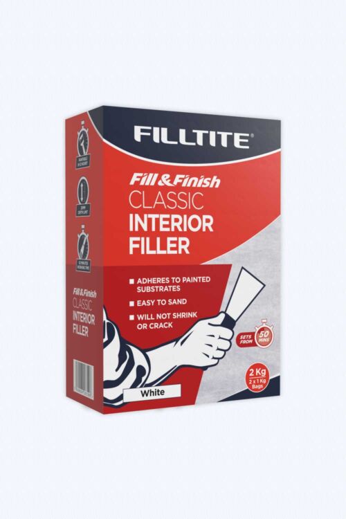 Front left of Fill & Finish classic filler for walls 2.0kg box