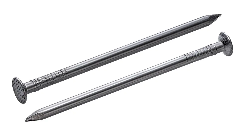 Two silver long flat head nails
