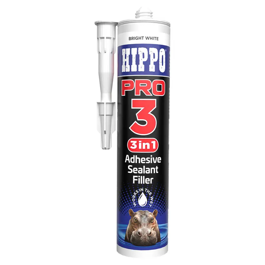 290ml cartridge of Hippo PRO3 Adhesive, Sealant and Filler in white